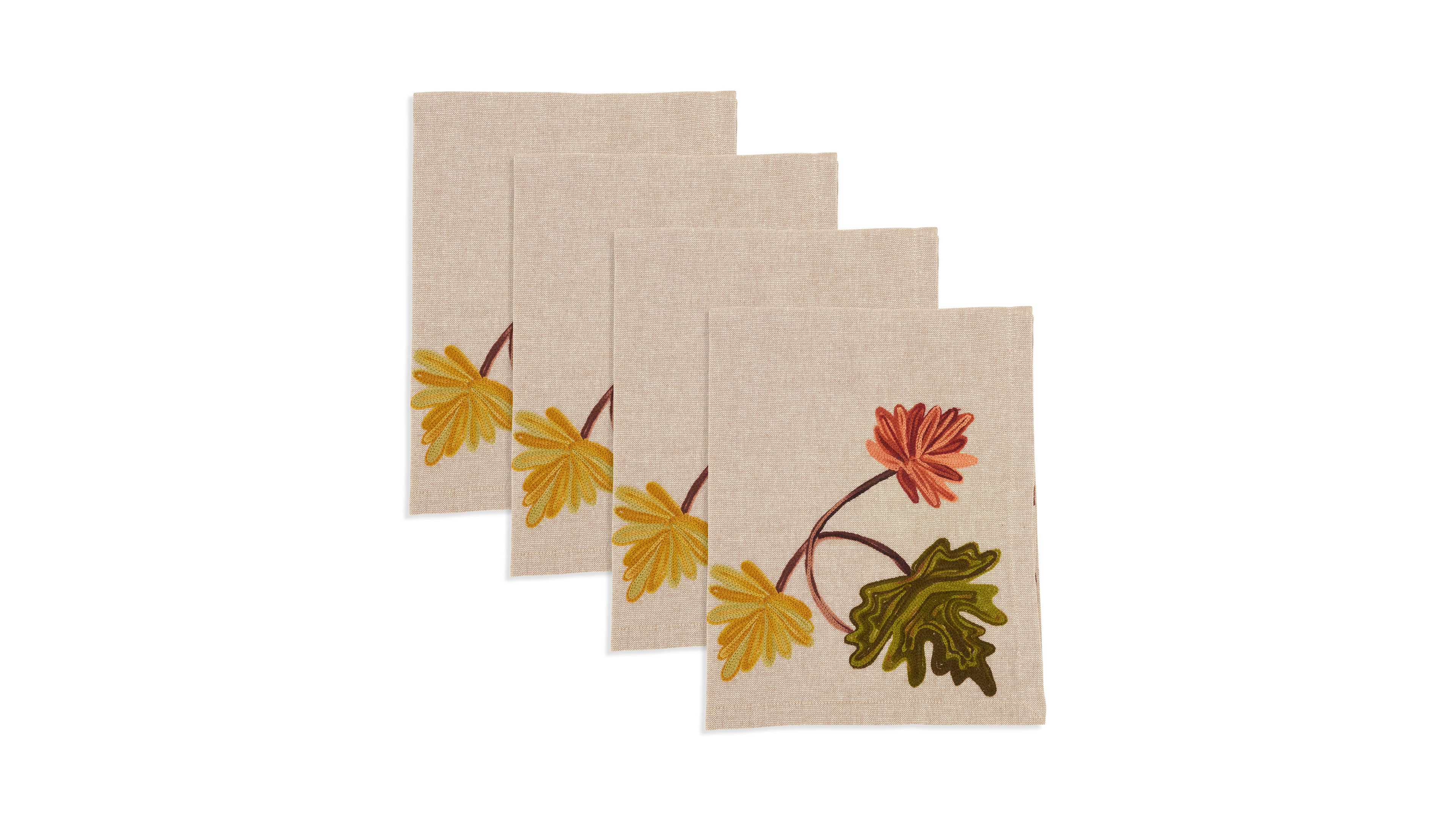 Saro Lifestyle Golden Grove Leaf Napkin, Set of 4