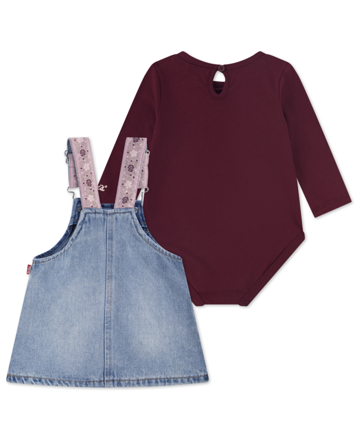 Levi's Baby Girls Long-sleeve Bodysuit And Denim Skirtall, 2-piece Set In Multi