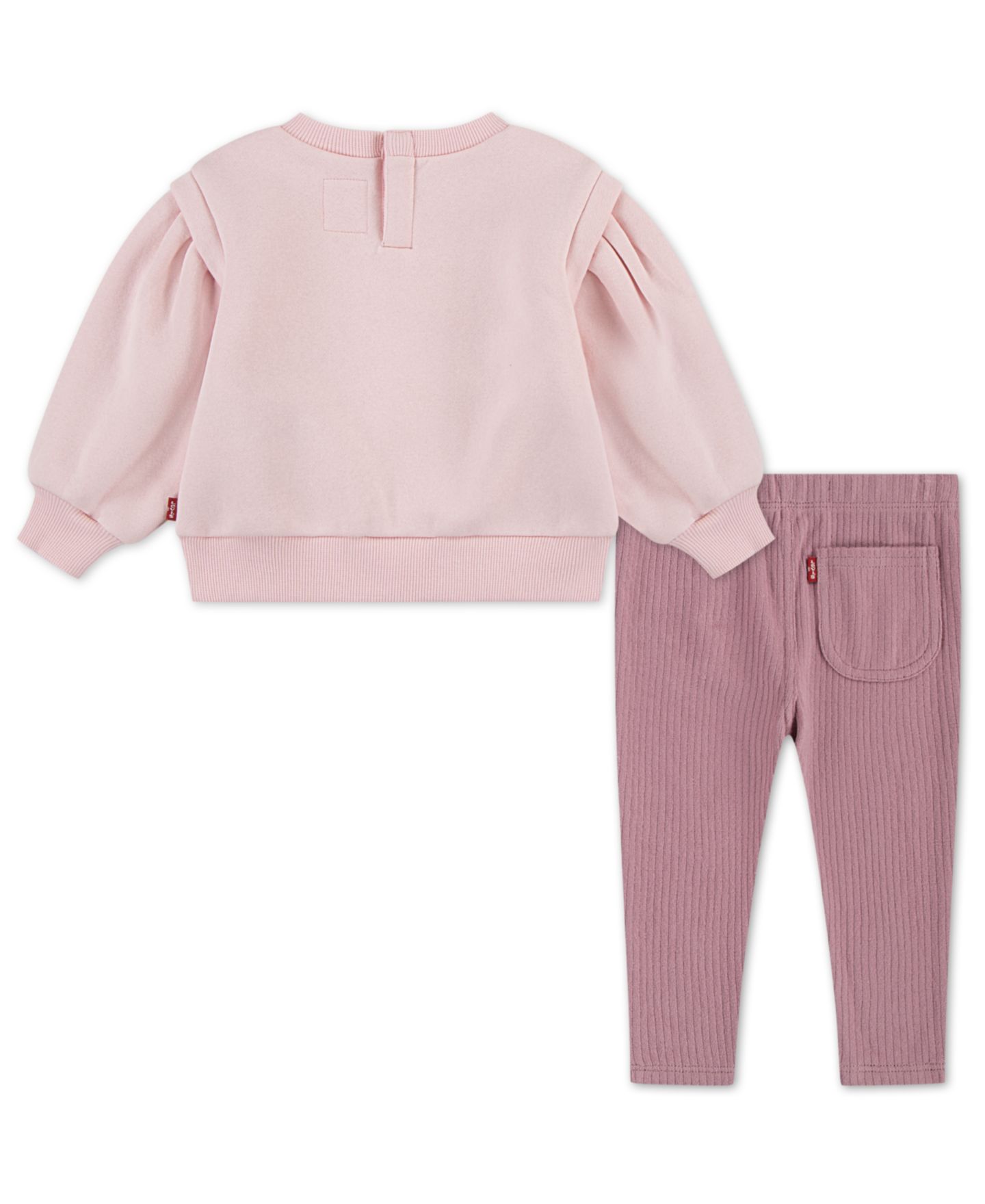 Levi's Baby Girls' Blouson-Sleeve Crewneck Top and Pants, 2-Piece Set, цвет: Розовый — фото 2