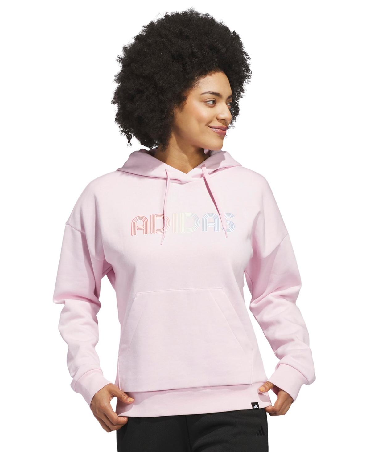 Adidas Originals Women's Wordmark Graphic Hooded Sweatshirt In Pink