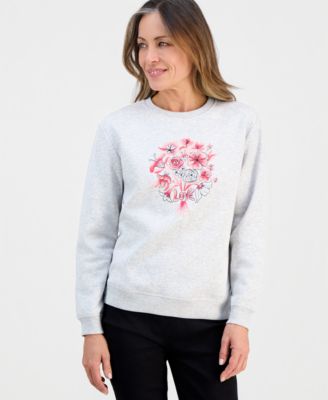Style & Co - Petite Love Flowers Graphic Fleece Sweatshirt