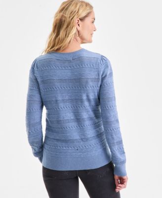 Women's Pointelle Crewneck Sweater, Macy's Exclusive