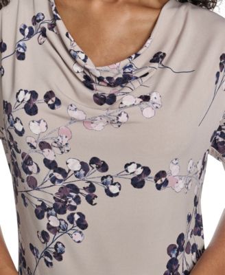 Women's Printed Drape Front Short-Sleeve Top