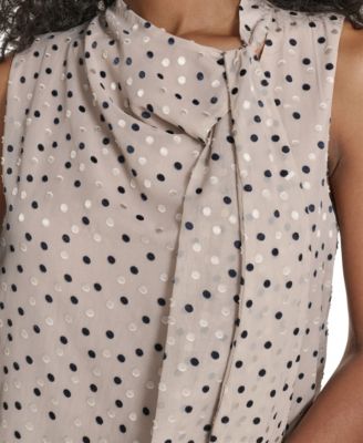 Women's Textured Tie Neck Top