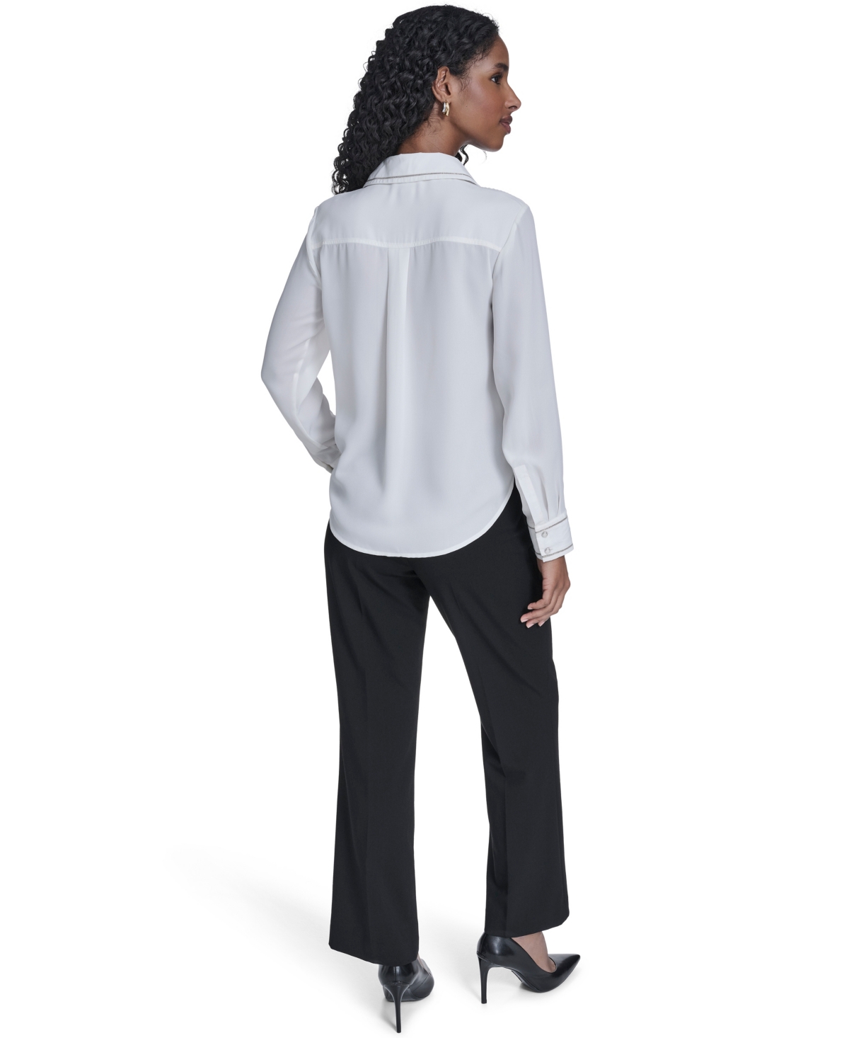 Calvin Klein Women's Decorated Button-down Top In White