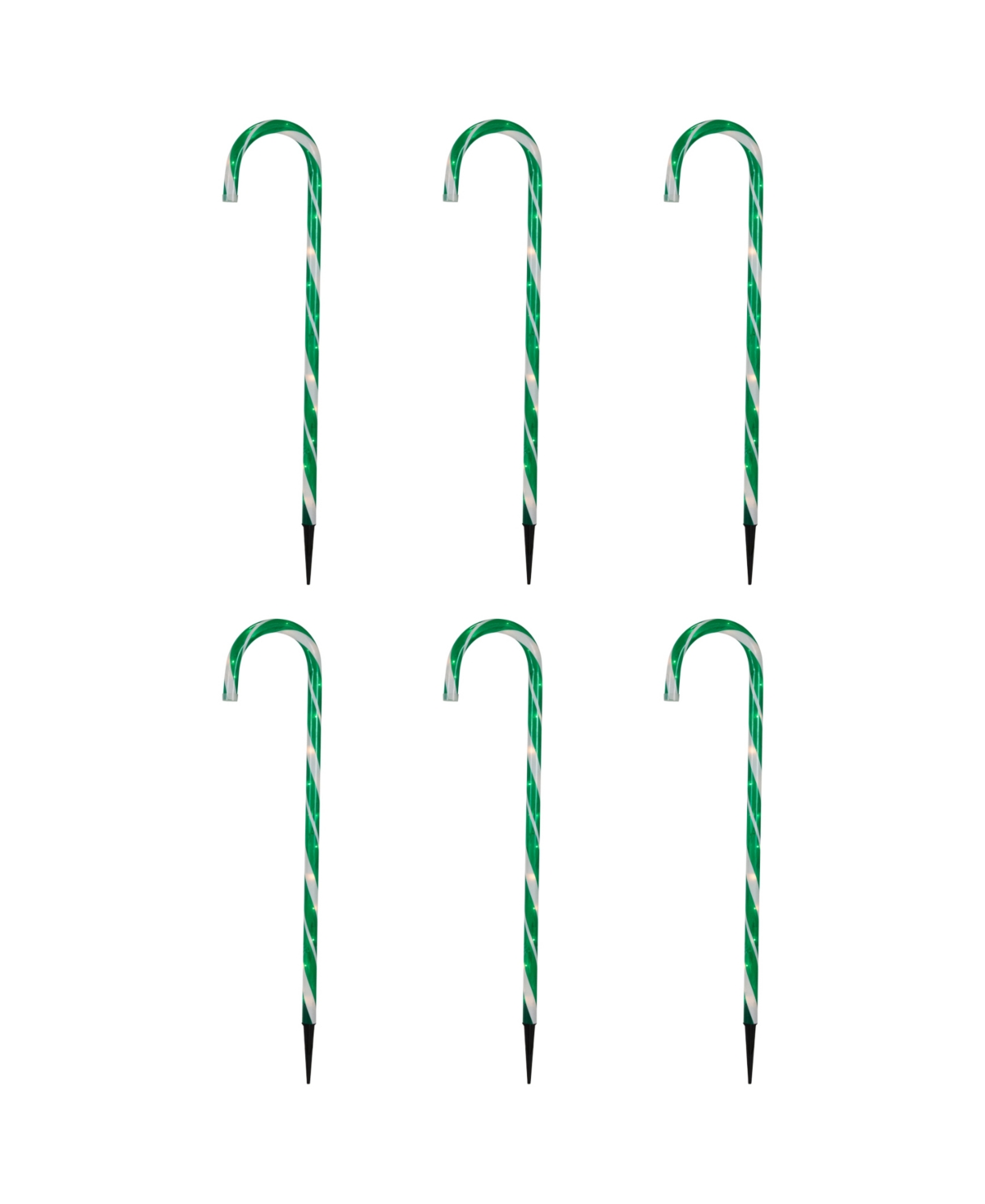 Northlight Lighted Candy Cane Outdoor Christmas Pathway Markers, Set Of 6 In Green