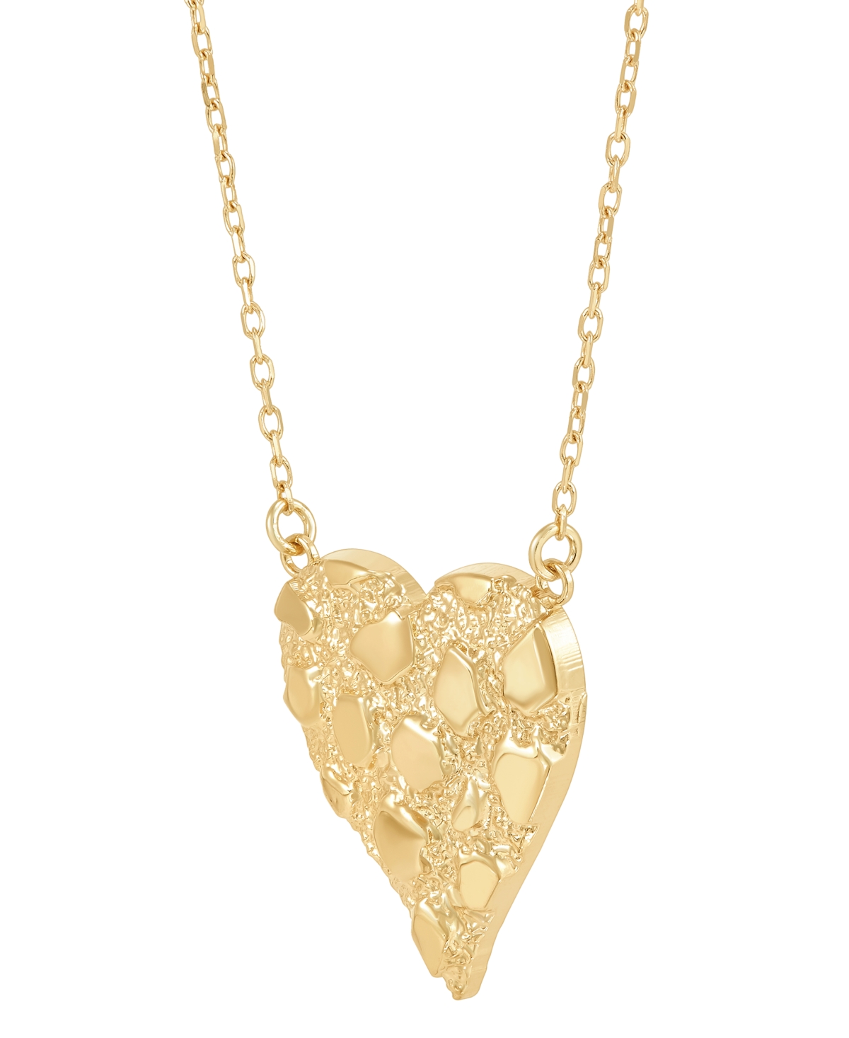 Macy's Polished Nugget Heart Pendant Necklace In 10k Yellow Gold In Gold