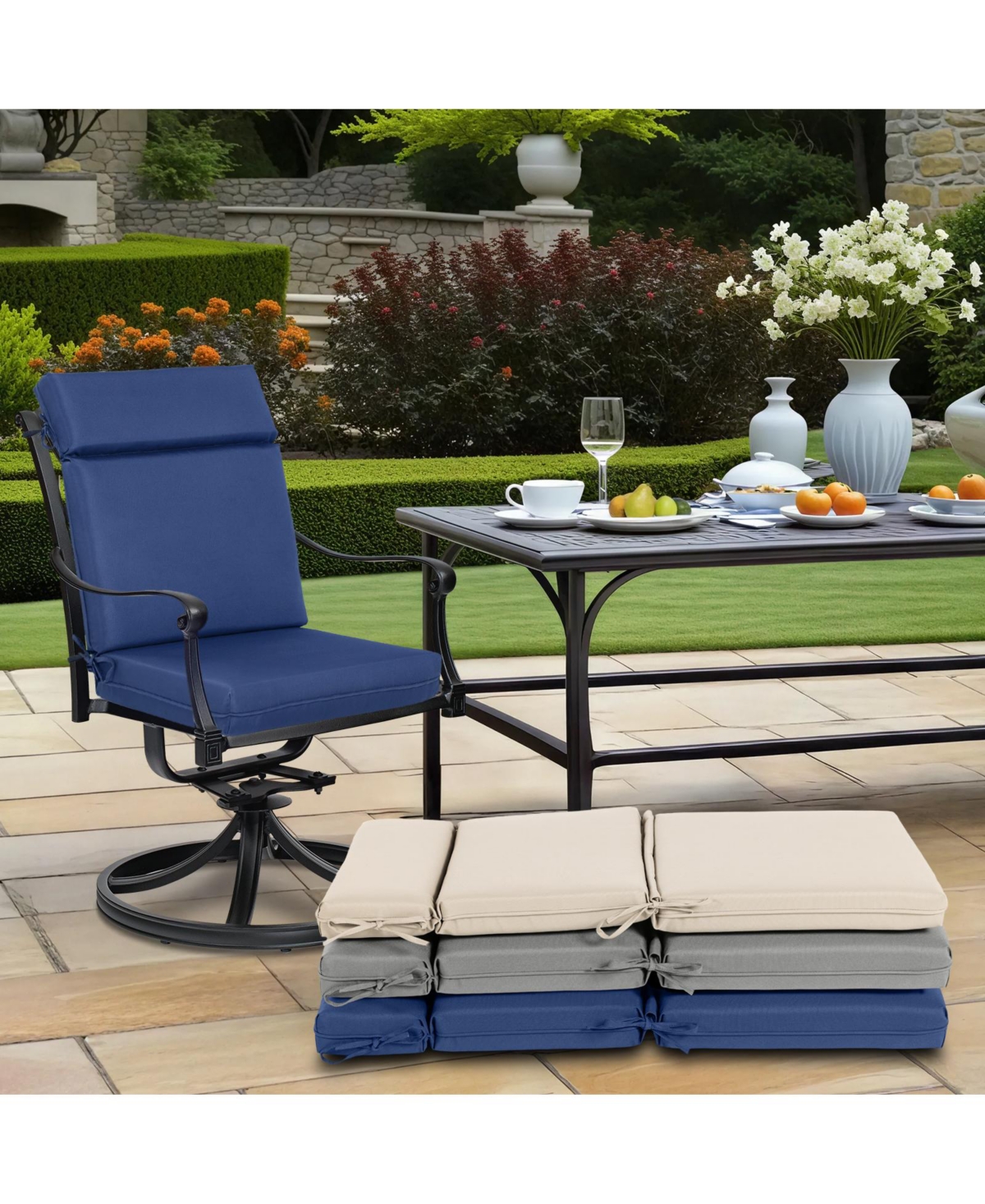 Aoodor 4Pcs Outdoor High Back Dining Chair Cushion Set - 21'' × 44''