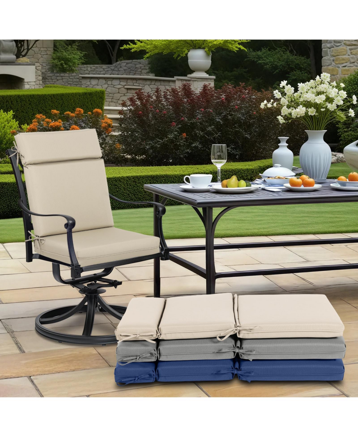 Aoodor 4Pcs Outdoor High Back Dining Chair Cushion Set - 21'' × 44''