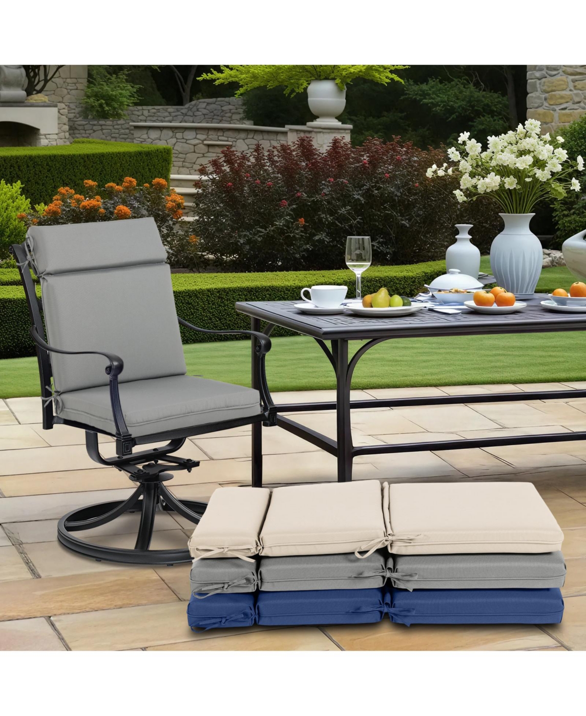 Aoodor 4Pcs Outdoor High Back Dining Chair Cushion Set - 21'' × 44''