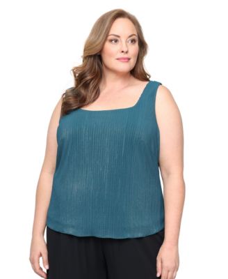 Plus Size Foil Pleated Top and Jacket Twinset