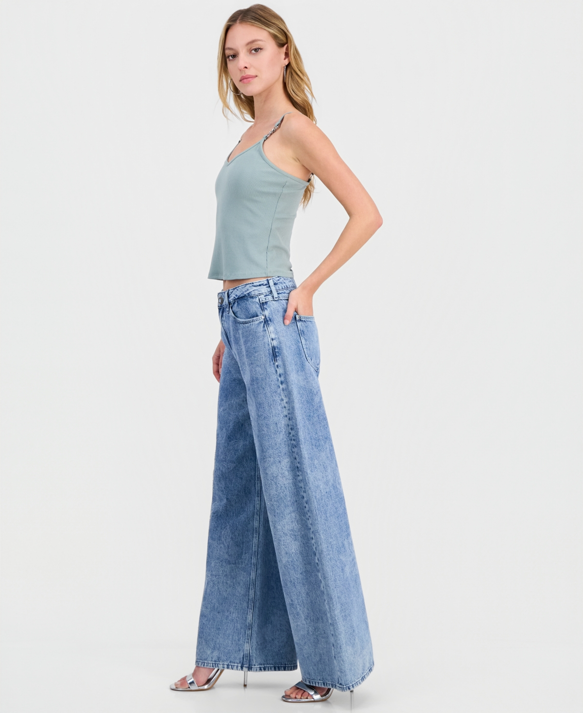 Guess Women's Bellflower High Rise Wide Leg Jeans