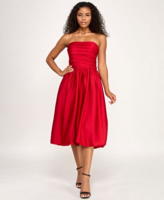 Juniors' Bubble Strapless Midi Dress
