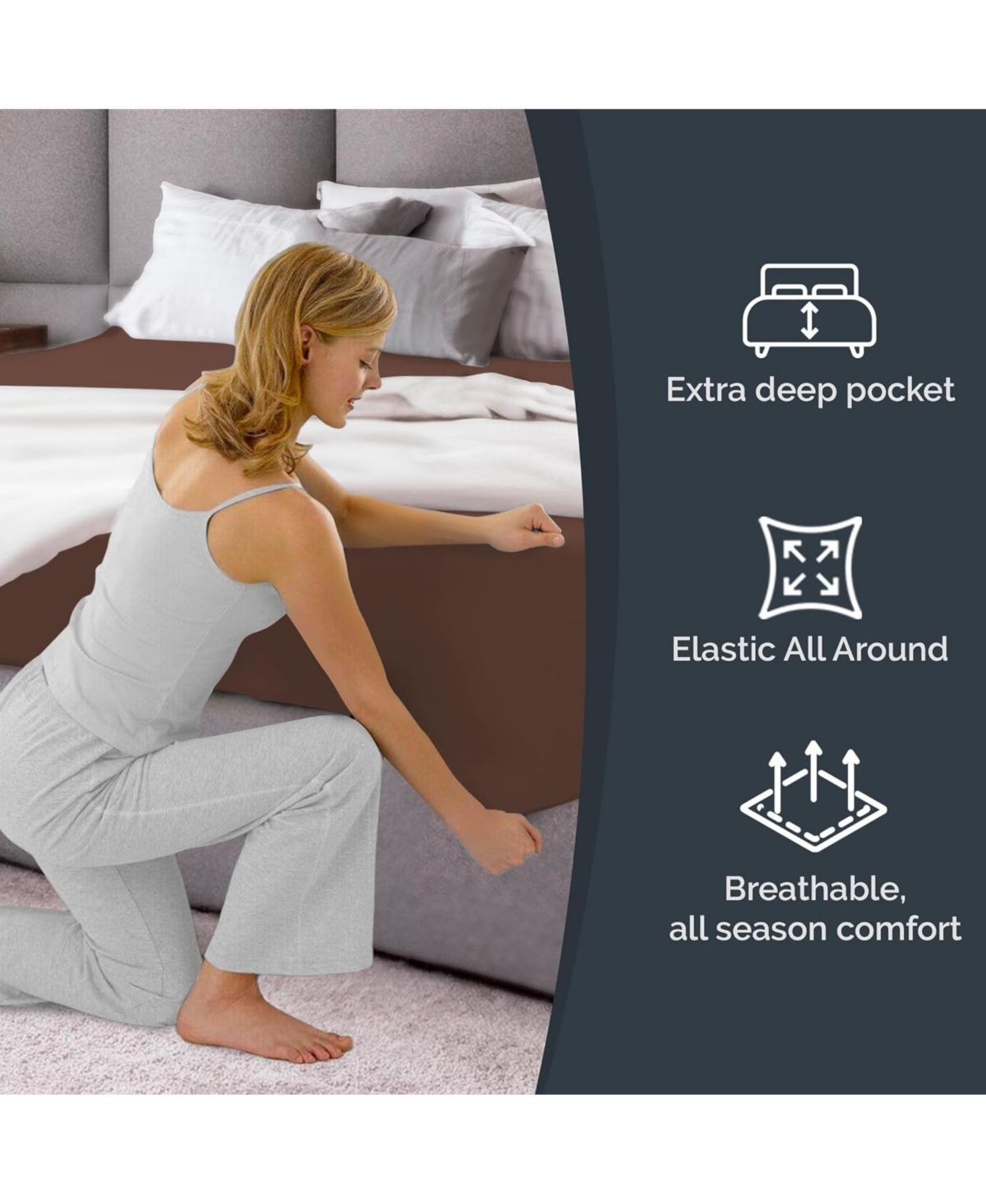 Cgk Unlimited Extra Deep Pocket 18 - 24 Inch Microfiber Fitted Sheet King