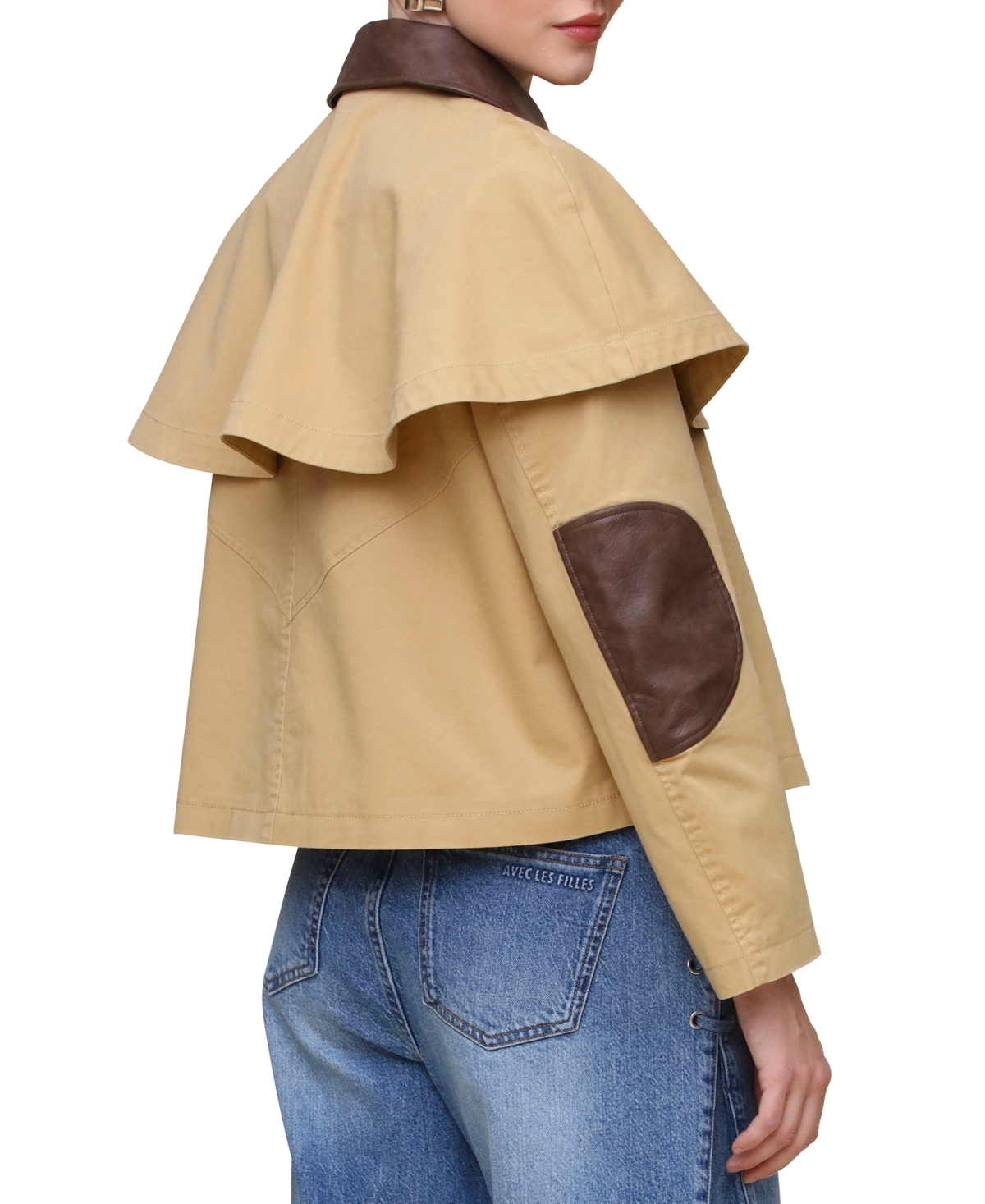 Avec Les Filles Women's Cropped Cape Trench Coat