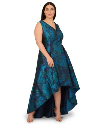 Adrianna Papell - Plus Size Floral V-Neck Gown