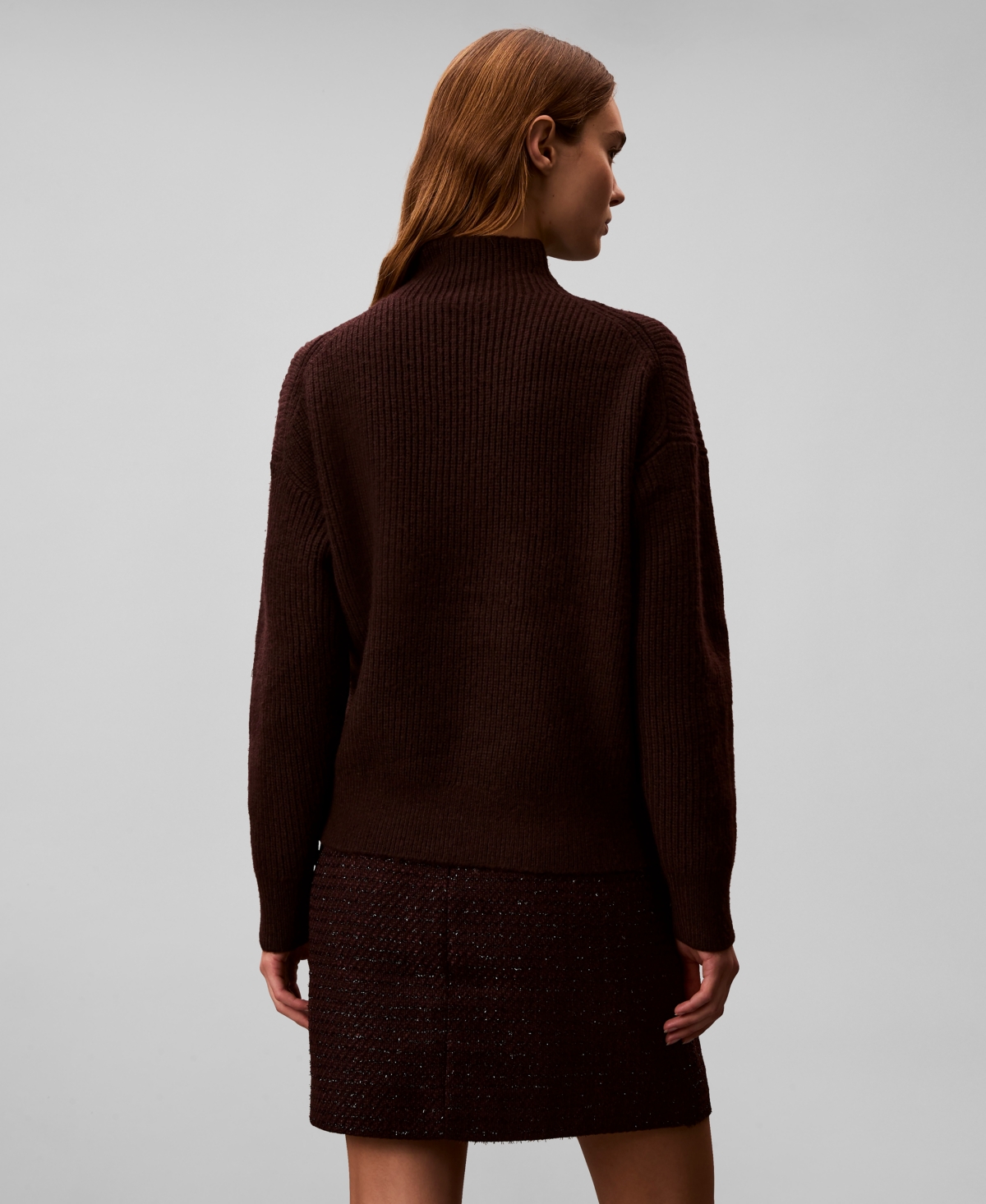 Calvin Klein Women's Relaxed Turtle Neck Sweater In Brown