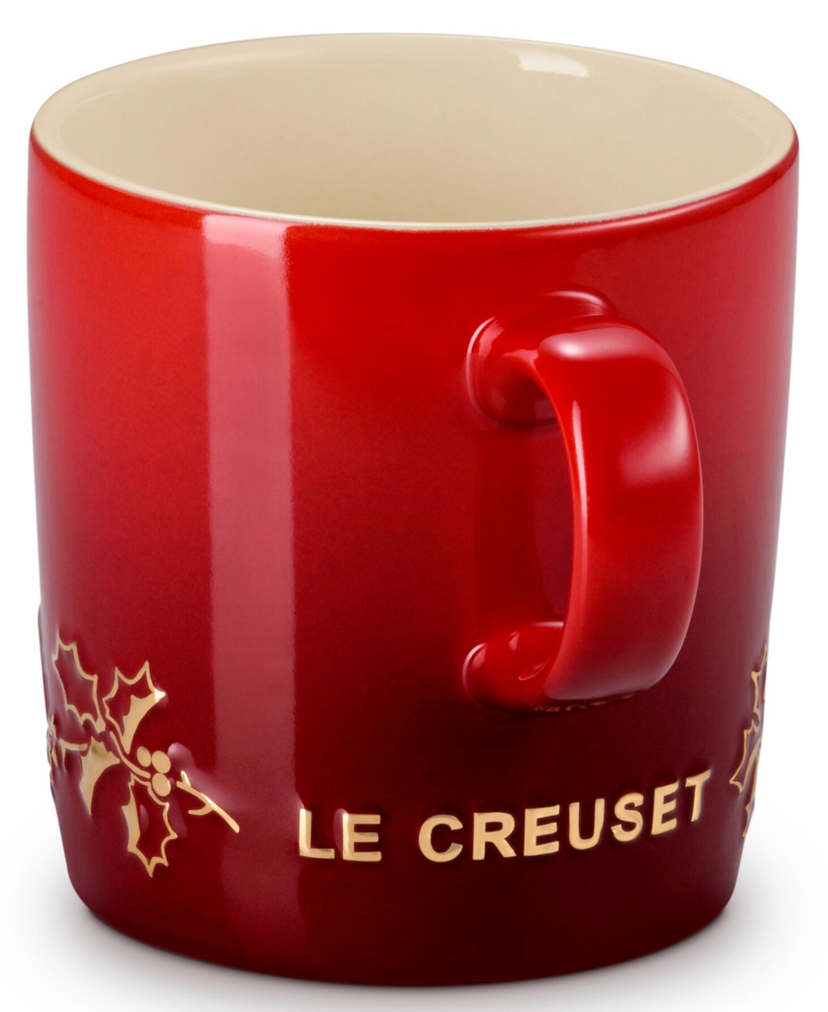 Le Creuset Stoneware Holly Collection 12 oz. Gold Applique London Mug