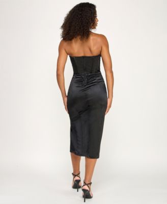Junior's Corset Strapless Midi Dress