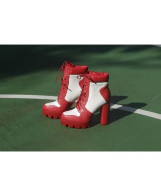 Womens Moos Block Heel Lace Up Boots