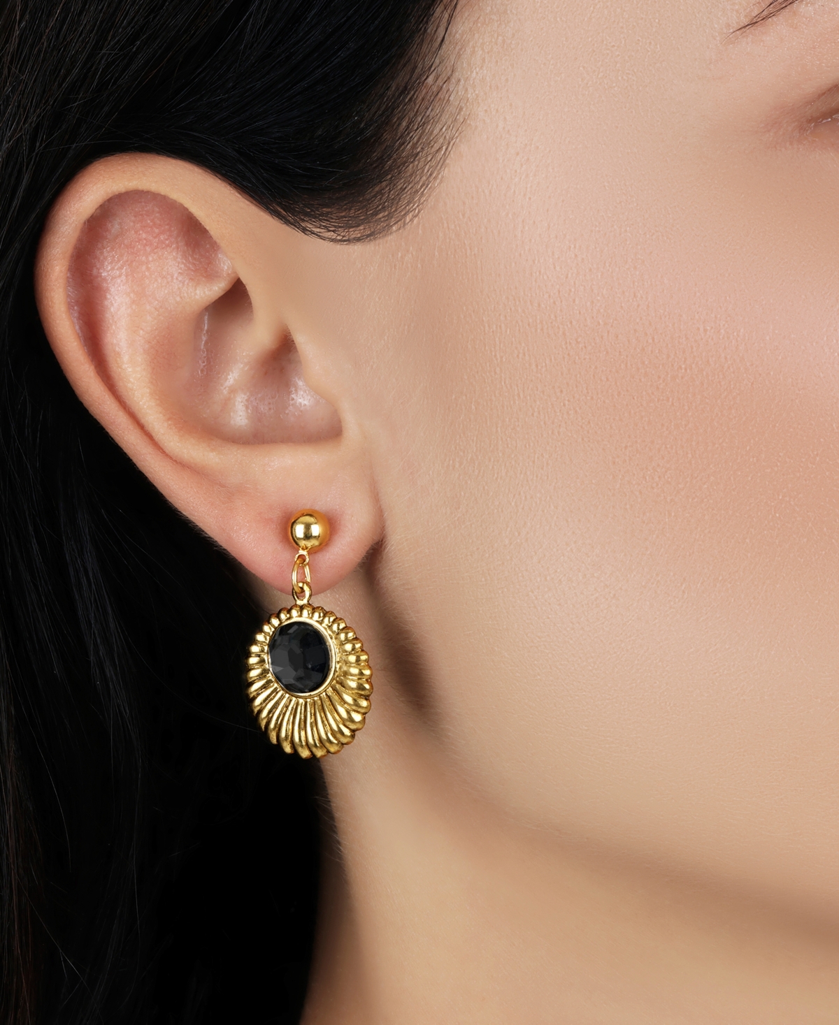 2028 Gold Tone Crystal Drop Round Earrings