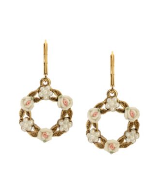 Faux Cultivated Pearl  White Flower Earrings
