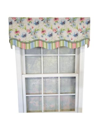 Flowers Bloom Glory 100% Cotton Floral Design with Gimp Trim Lining Spot Clean Valance 50"x16" Multicolor