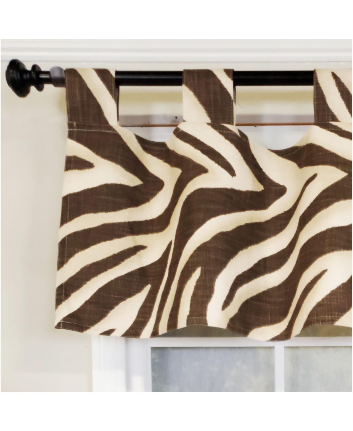 Rlf Home 4" Top Tab High Quality Fabric Zebra Tab Valance for Windows 50" x 16" Brown