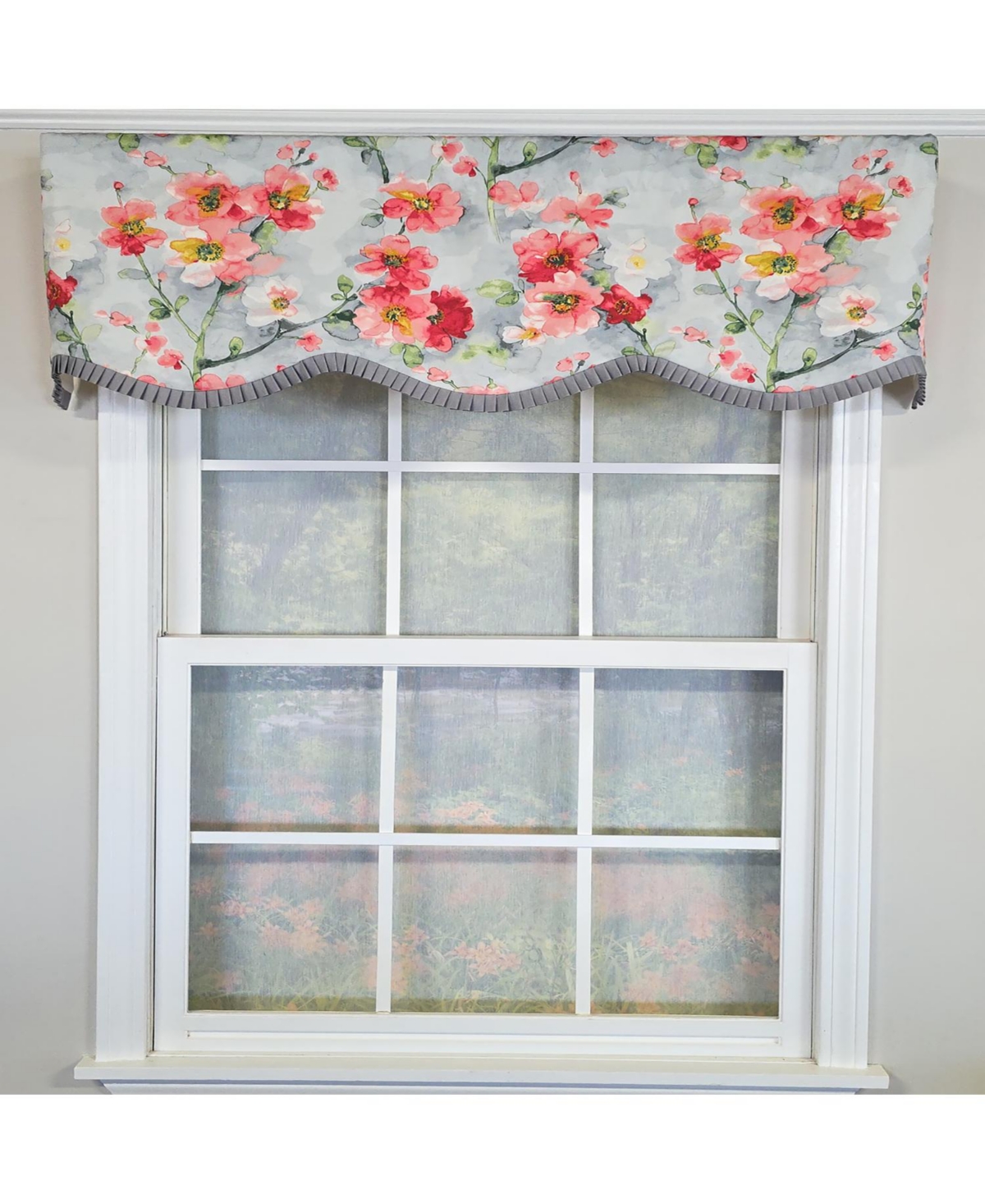Rlf Home 100% Cotton Prosperity Provance Fully lined Windows Rod Pocket Valance 50" x 15" Gray