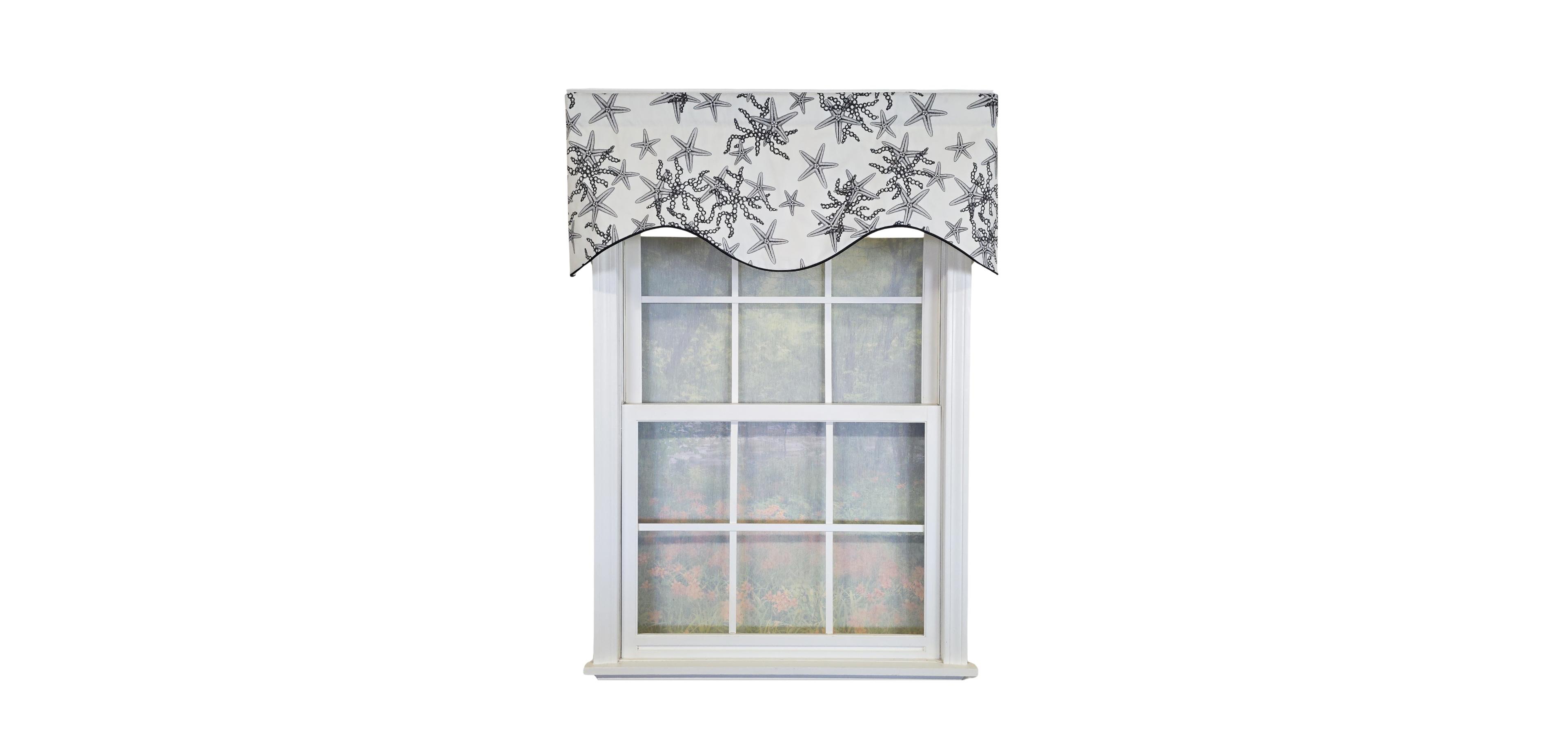 Rlf Home Reef Cornice Valance - 100% Cotton with Ivory Lining 50" x 17" Black