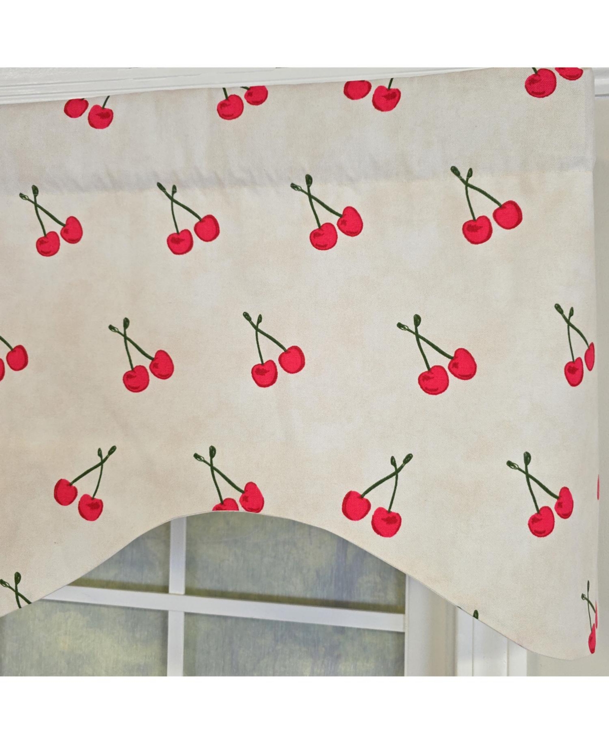 Rlf Home Cherry Dance Cornice Valance - 100% Cotton with Ivory Lining 50" x 17" Cream