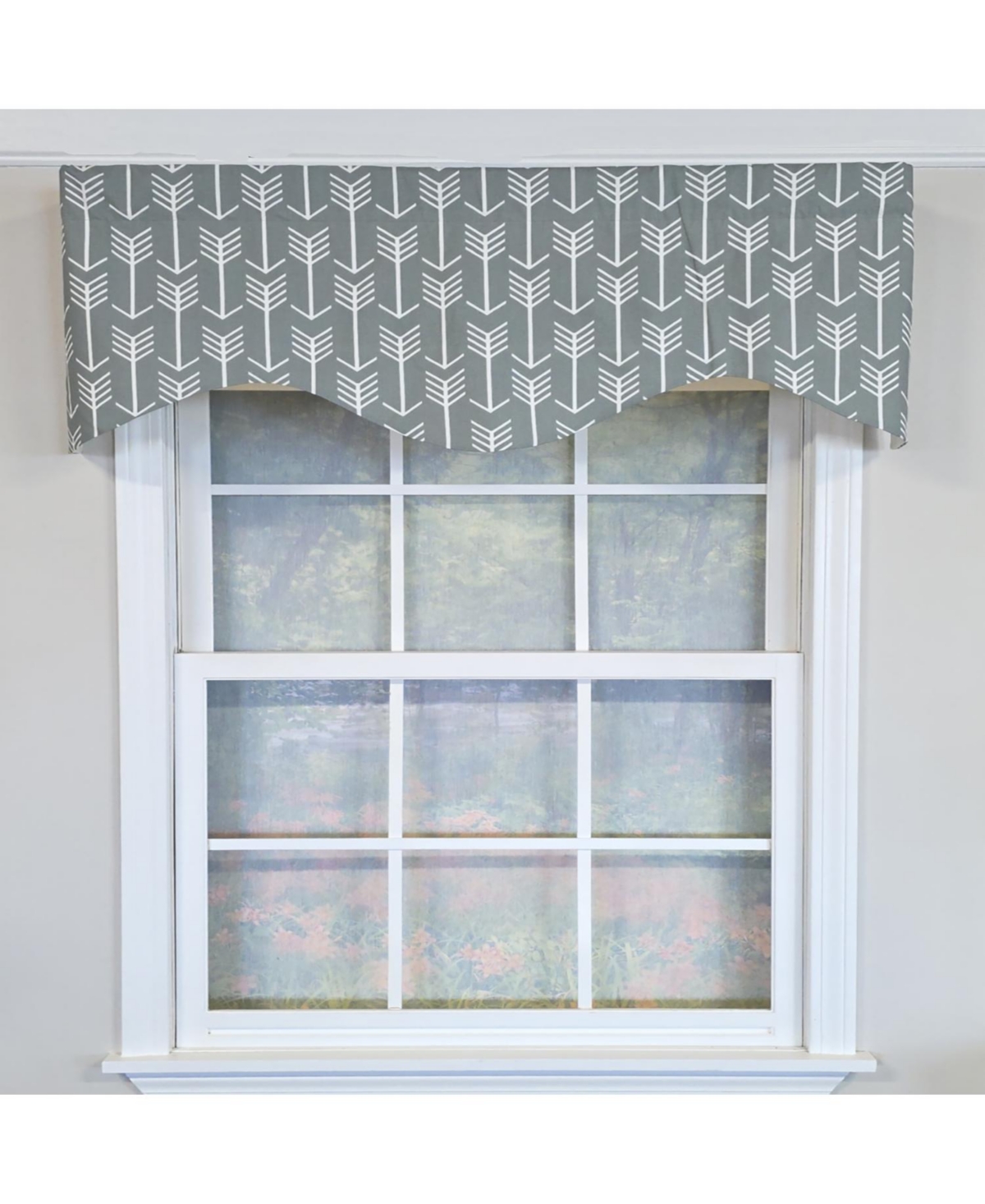 Rlf Home 100% Cotton Native Cornice With Poly/Cotton Ivory lining Rod Pocket Valance 50" x 17" Gray