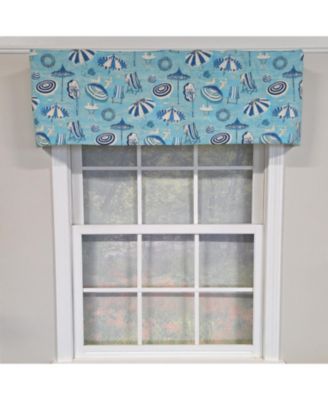 100% Cotton Beach Day Toilored  Fully lined Windows Rod Pocket Valance 51" x 16"  Blue
