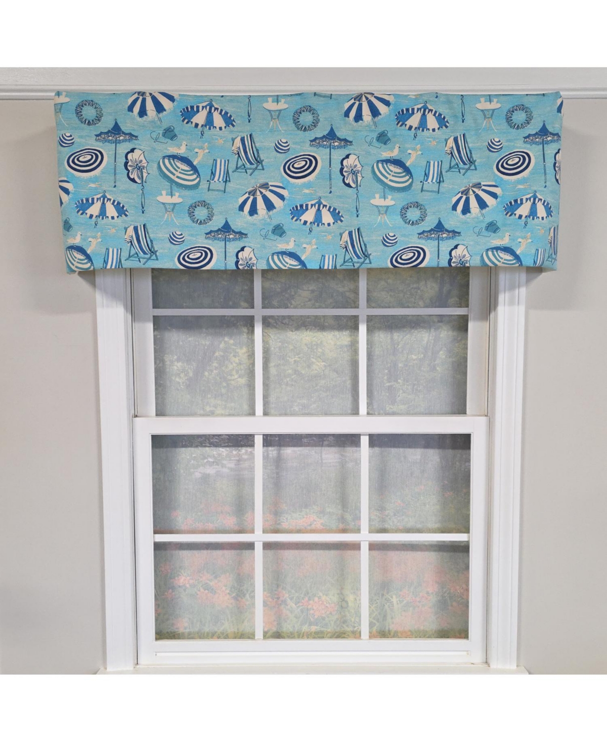 Rlf Home 100% Cotton Beach Day Toilored Fully lined Windows Rod Pocket Valance 51" x 16" Blue