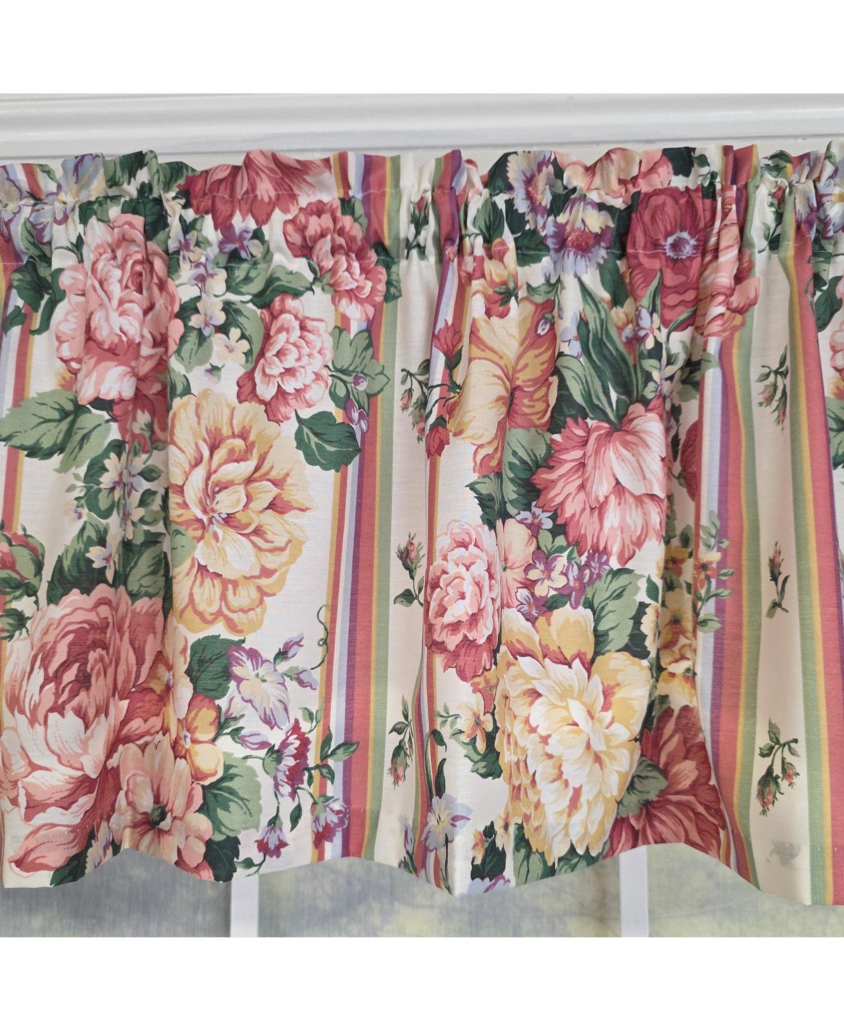 Rlf Home 100% Cotton Flower Lane Tailored Unlined Windows Rod Pocket Valance 68" x 13" Multi
