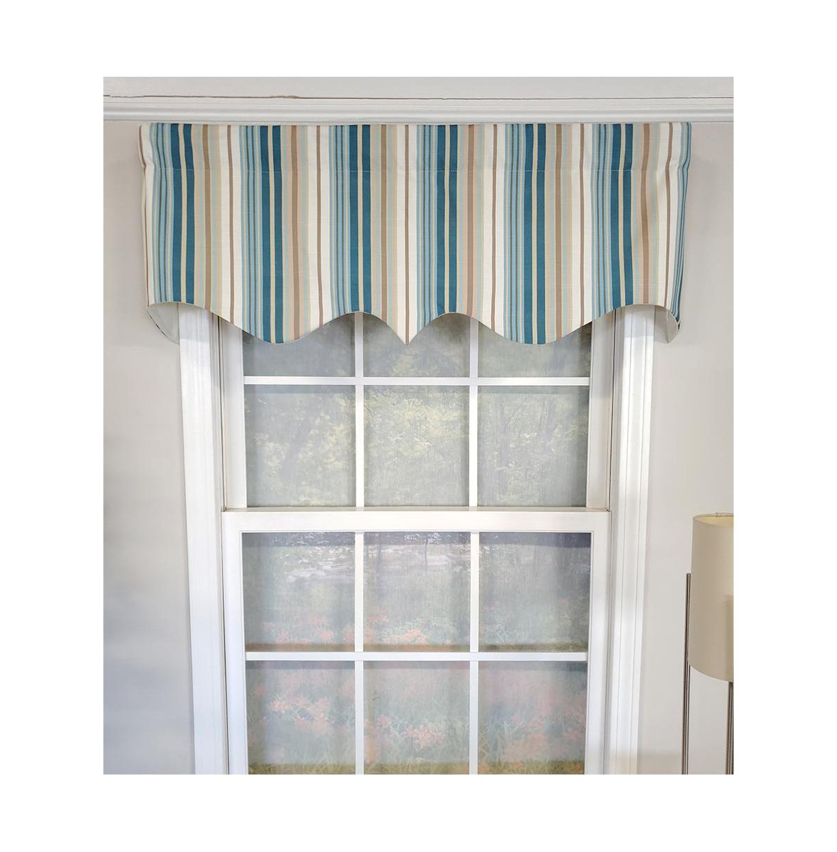 Rlf Home Elisa Stripe Regal 100% Cotton with Fully Lined 3" Rod Pocket High Quality Spot Clean Valance 50" x 17" Blue