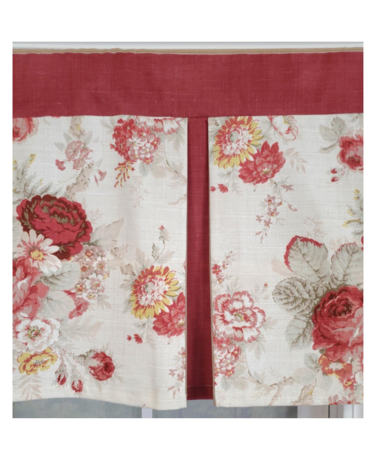 Rlf Home 3" Rod Pocket High Quality Fabric Norfolk Pleated Valance for Windows 50" x 16" Red