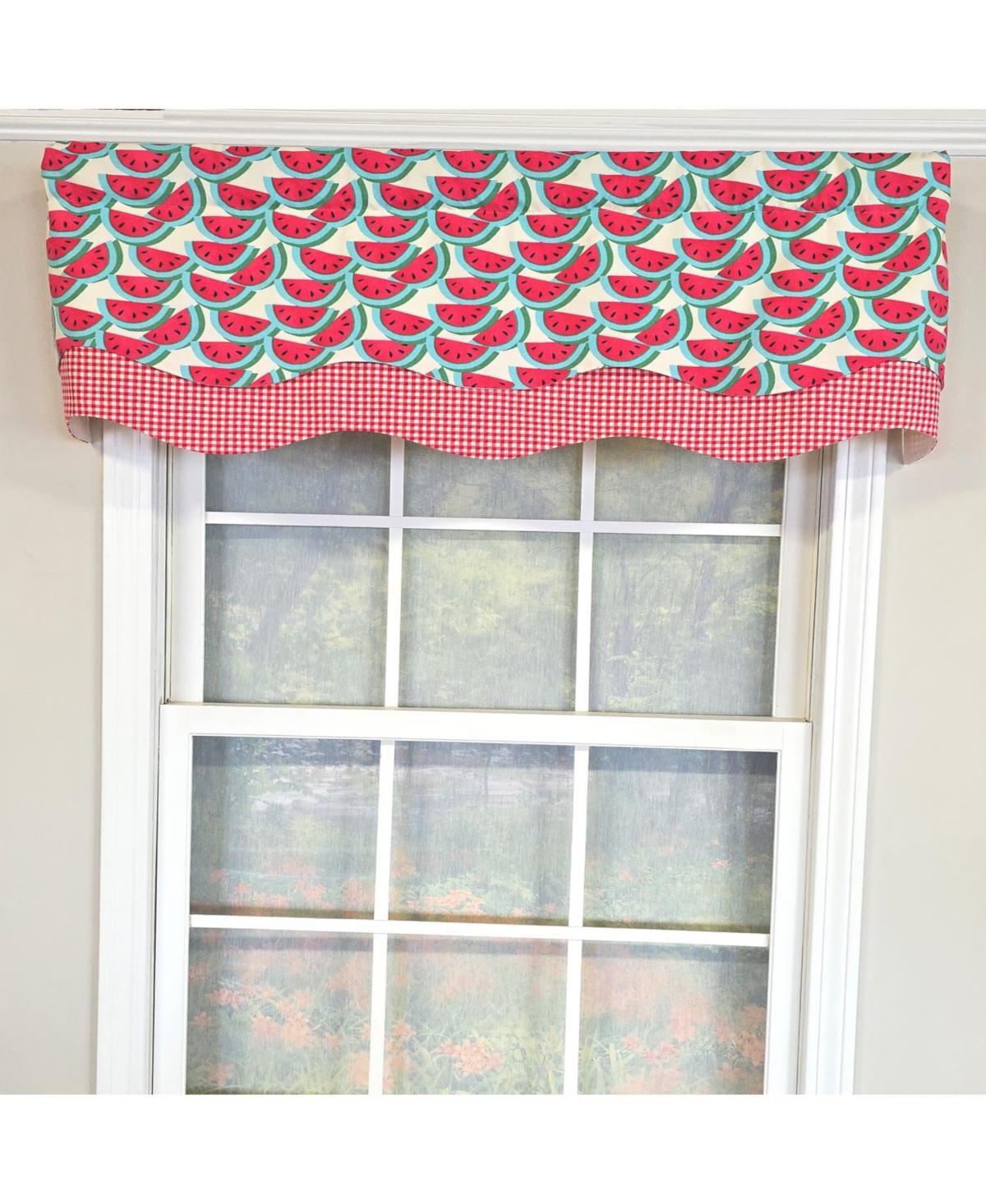 Rlf Home 100% Cotton Sandias Glory Fully lined Windows Rod Pocket Valance 50" x 16" Red
