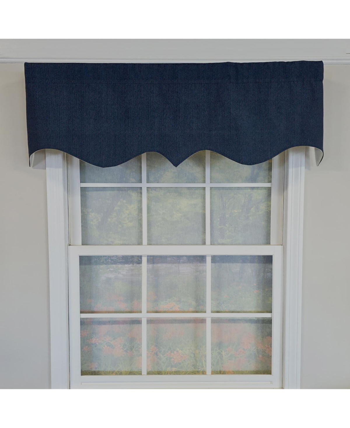 Rlf Home 100% Cotton Demin Regal Fully lined Windows Rod Pocket Valance 50" x 17" Navy