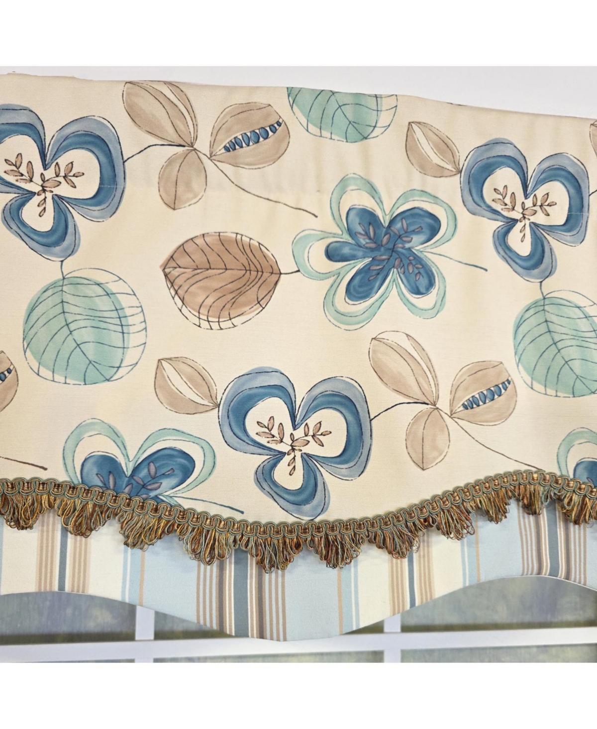 Rlf Home 100% Cotton Jolly Glory Fully lined Windows Rod Pocket Valance 50" x 16" Cream