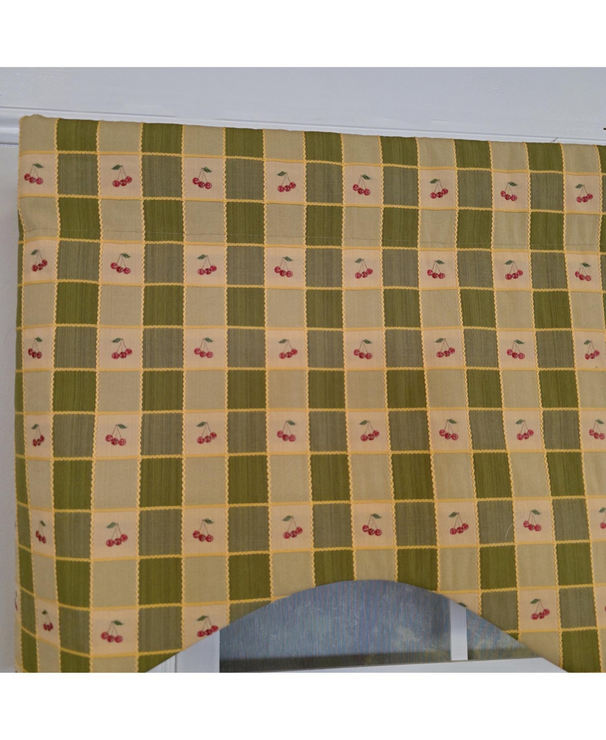 Rlf Home 100% Cotton Cherry Plaid Cornice Fully lined Windows Rod Pocket Valance 50" x 17" Green