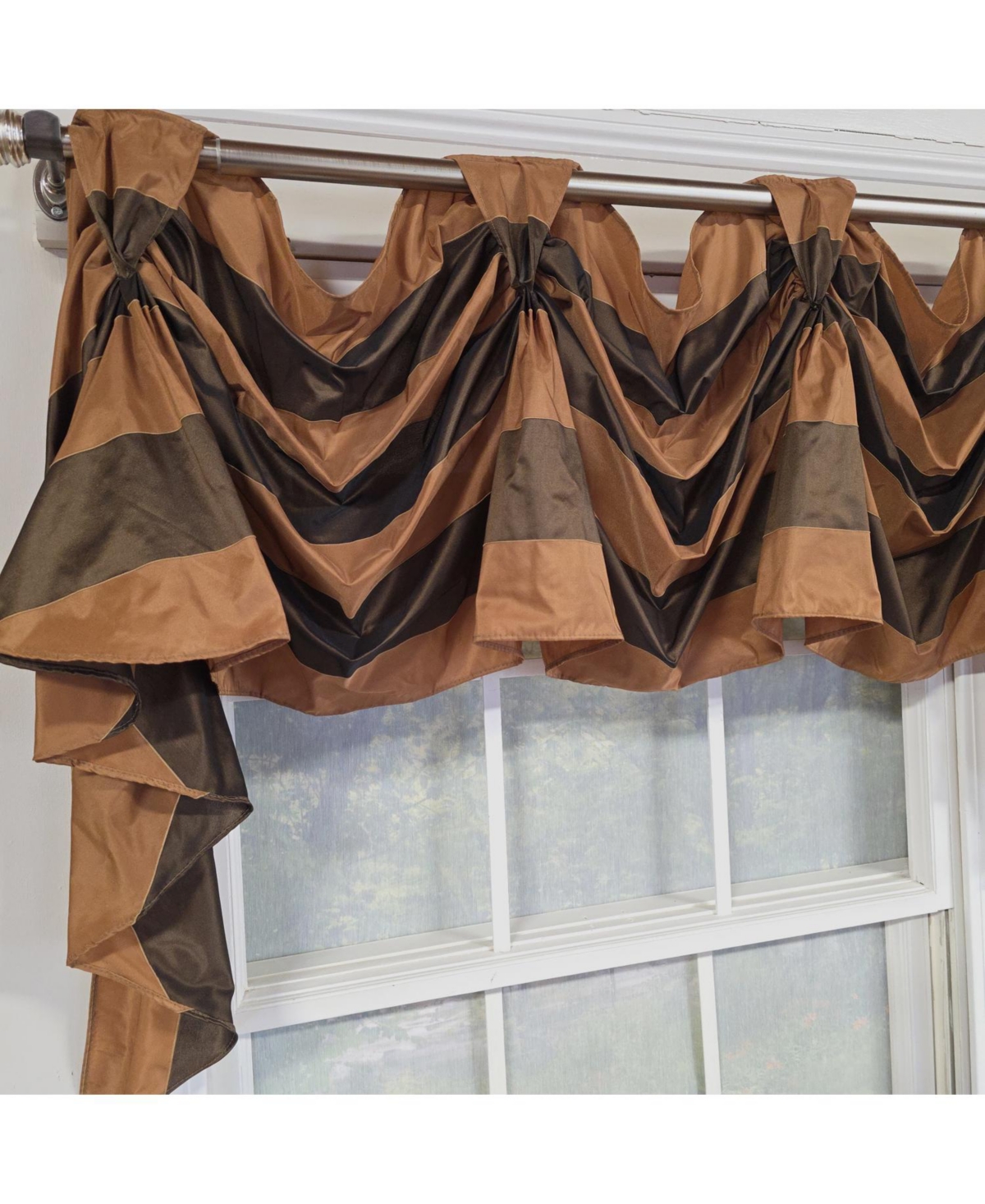 Rlf Home 100% PolyesterPascal 3-s Victory Swag Unlined Windows Tab Top Valance 60" x 25" Brown