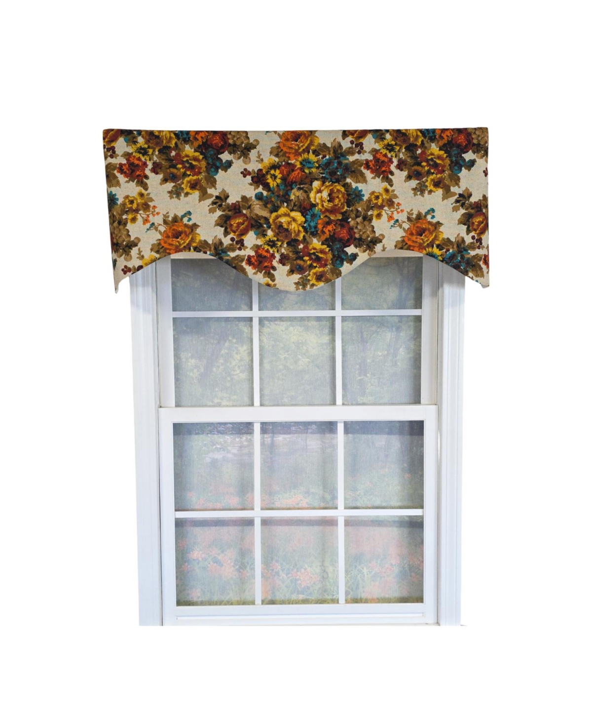 Rlf Home 100% Cotton Bountiful Cornice Fully lined Windows Rod Pocket Valance 50" x 17" Multi