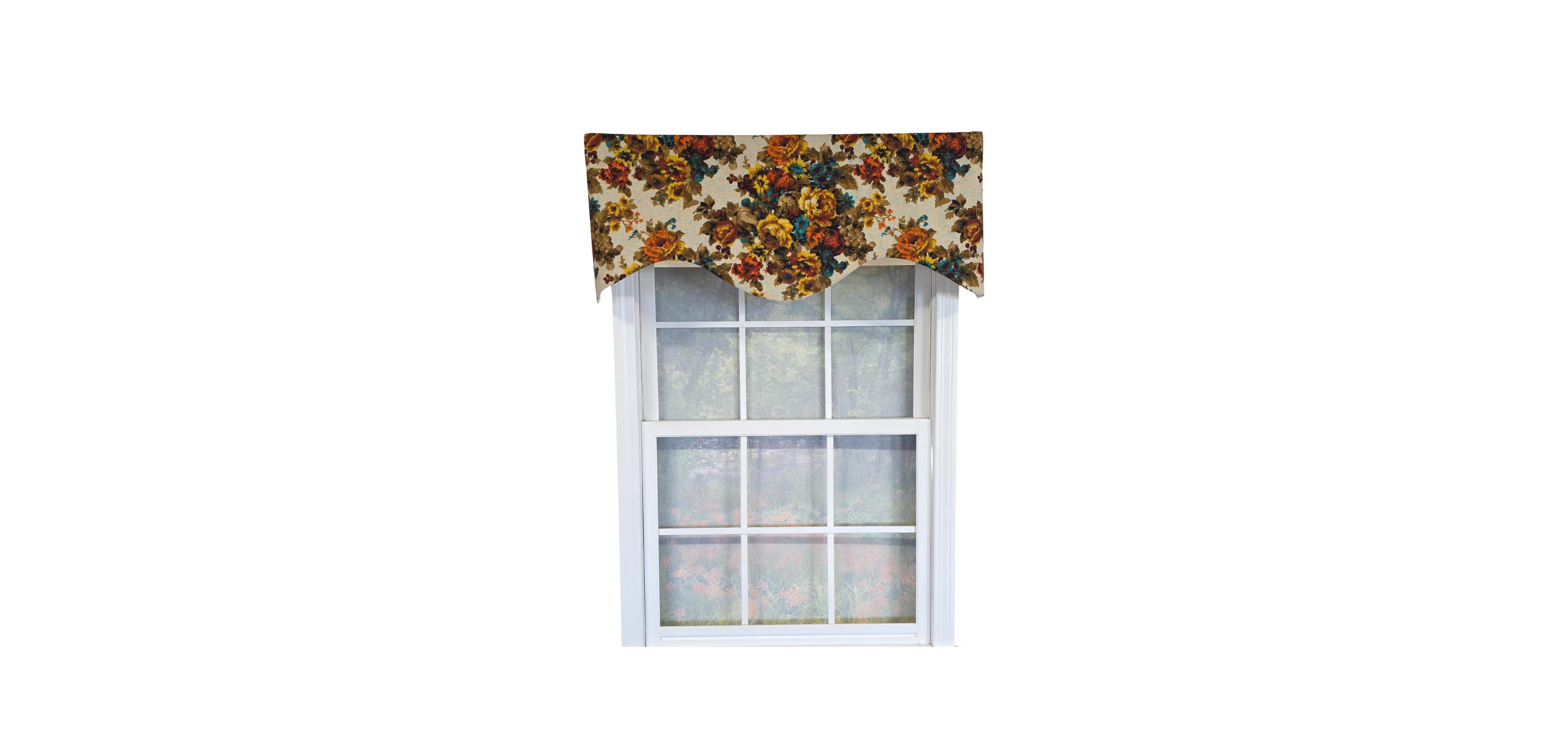 Rlf Home 100% Cotton Bountiful Cornice Fully lined Windows Rod Pocket Valance 50" x 17" Multi