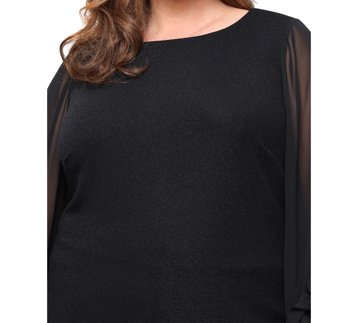 Alex Evenings Plus Boat Neck Metallic Top