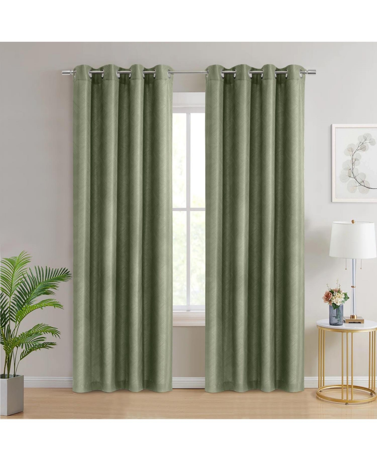 Habitat Abstract Light Filtering Energy Efficeint Grommet Curtain Panel for Windows 52" x 95"in Green