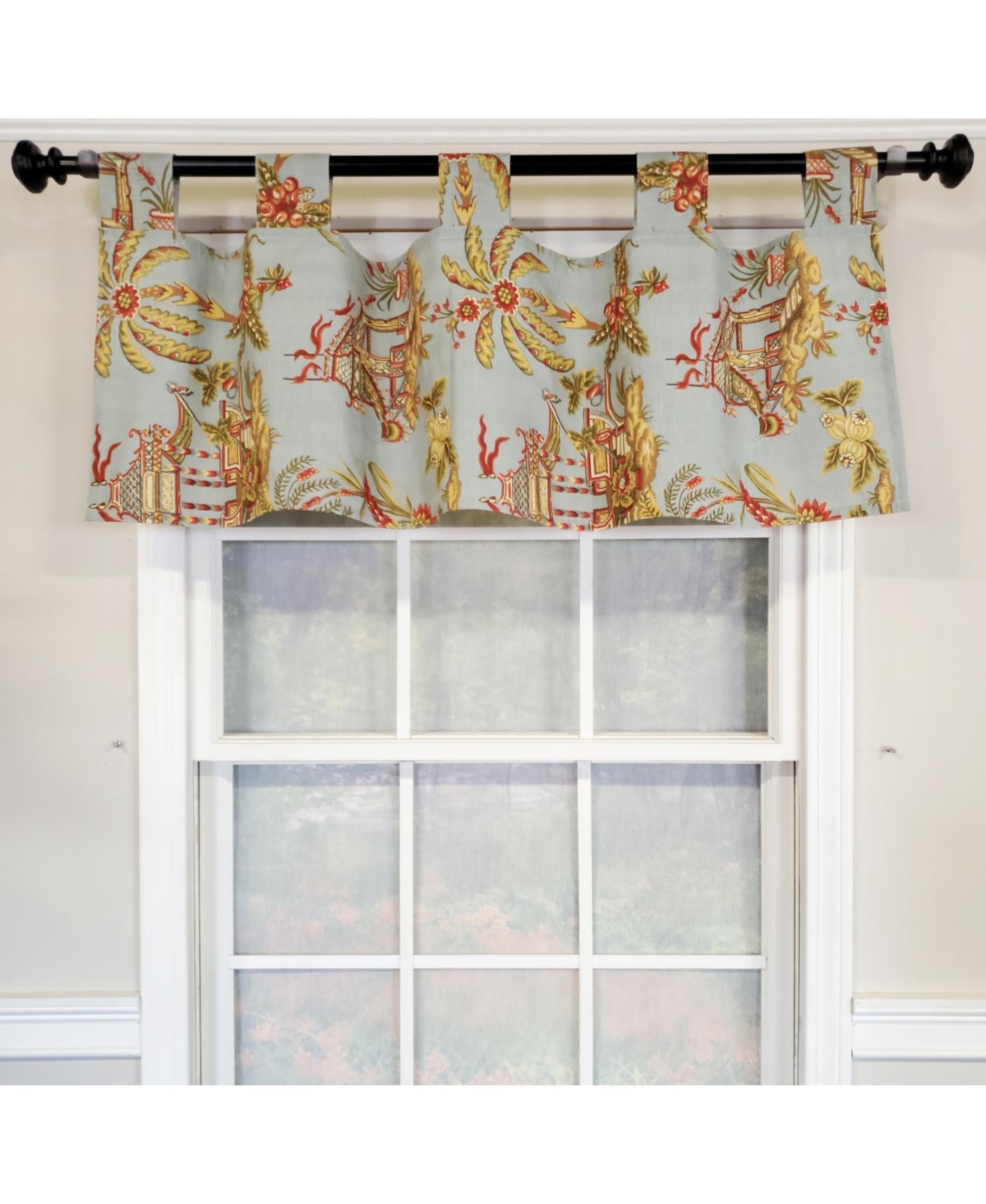 Rlf Home 4" Top Tab High Quality Fabric Yang Tab Valance for Windows 50" x 16" Multi