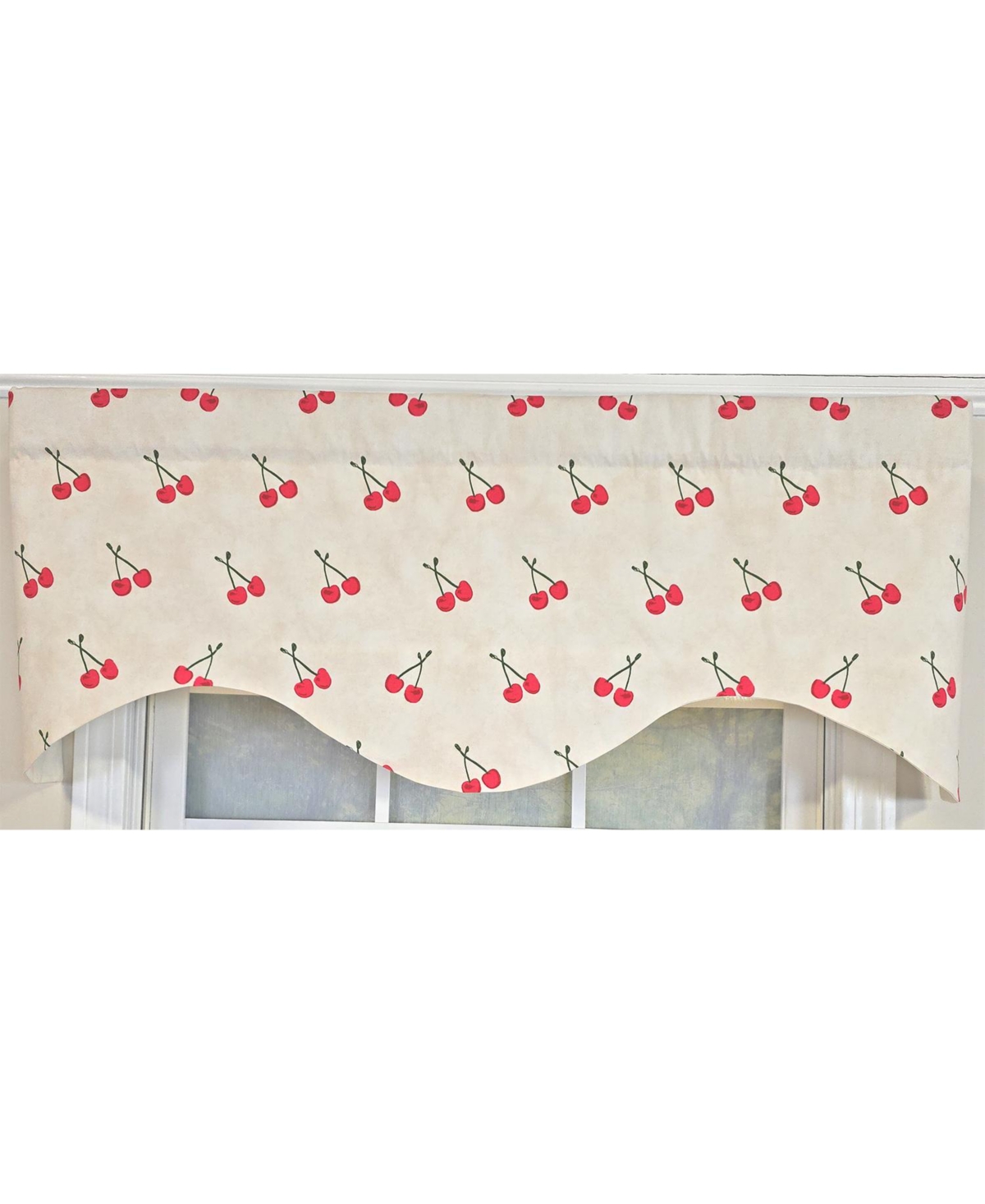 Rlf Home 100% Cotton Cherry Dance Glory Fully lined Windows Rod Pocket Valance 50" x 16" Red