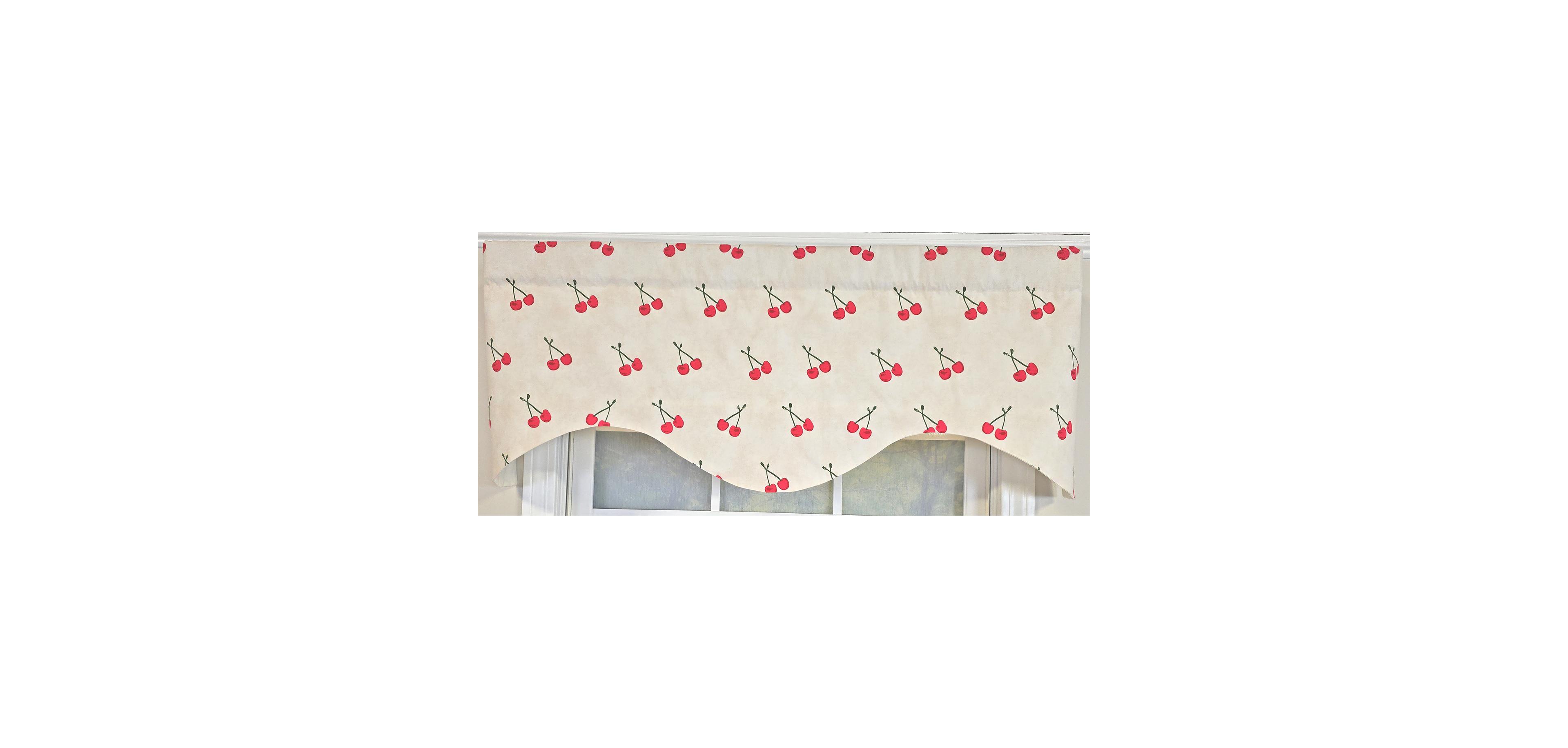 Rlf Home 100% Cotton Cherry Dance Glory Fully lined Windows Rod Pocket Valance 50" x 16"