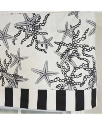 Reef Banded Valance Collection - 100% Cotton Window Treatment 50" x 16"  Black